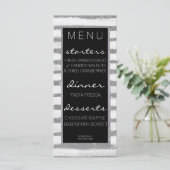 Silver Shimmer Stripe Wedding Menu (Staand voorkant)