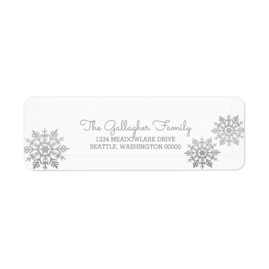 Silver Shimmering Chic Snowflake Holiday Etiket (Voorkant)