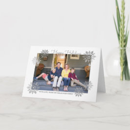 Silver Shimmering Chic Snowflake Holiday Foto Feestdagen Kaart