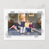 Silver Shimmering Chic Snowflake Holiday Foto Feestdagenkaart (Voorkant)