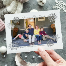 Silver Shimmering Chic Snowflake Holiday Foto