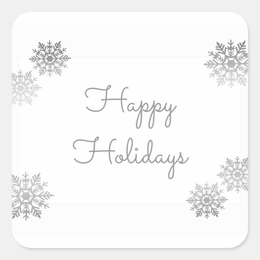 Silver Shimmering Chic Snowflake Holiday Vierkante Sticker (Voorkant)