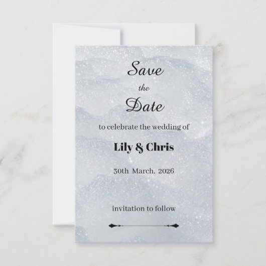 Silver Shimmering Filigree Save the Date Card (Voorkant)