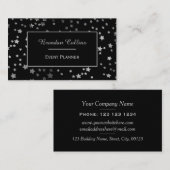 Silver Shimmering Stars Elegant Black Visitekaartje (Voorkant / Achterkant)