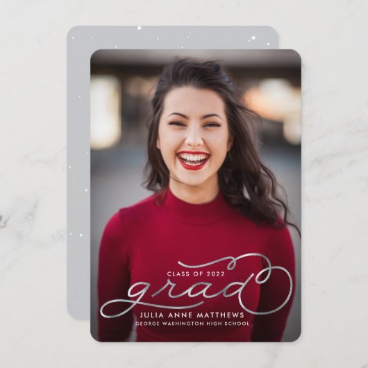 Silver Shine Foto Afstuderen kondiging Aankondiging (Voorkant / Achterkant)