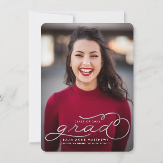 Silver Shine Foto Afstuderen kondiging Aankondiging (Voorkant)