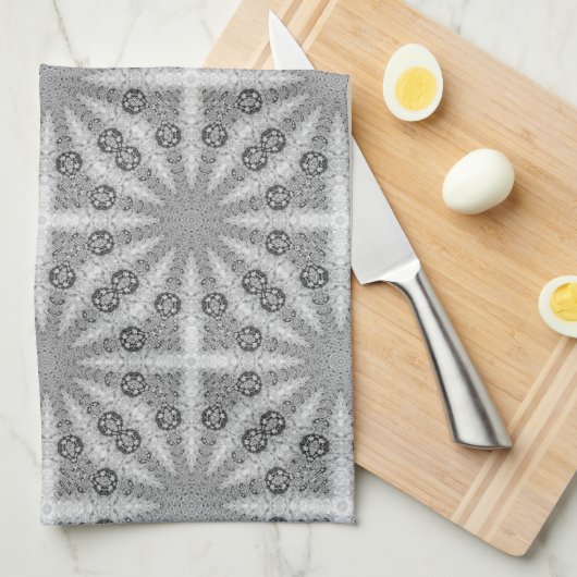 Silver Shine GeoSquare Pattern Kitchen Tea Cloth Theedoek (Quarter Fold)