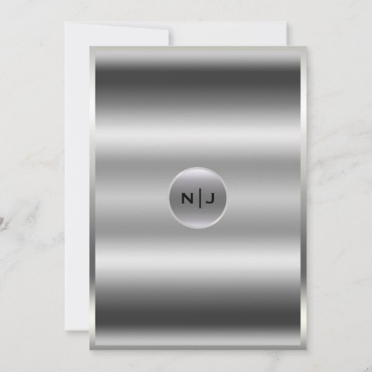 Silver Shine Shiny Metallic Elegant Classy Wedding Kaart (Achterkant)