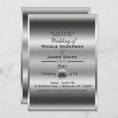 Silver Shine Shiny Metallic Elegant Classy Wedding Kaart (Voorkant / Achterkant)