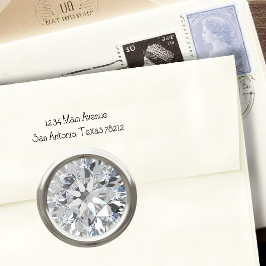 Silver Shiny Diamond Envelope Seal Ronde Sticker
