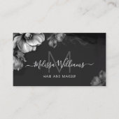 Silver Shiny Flowers Black  Visitekaartje (Voorkant)