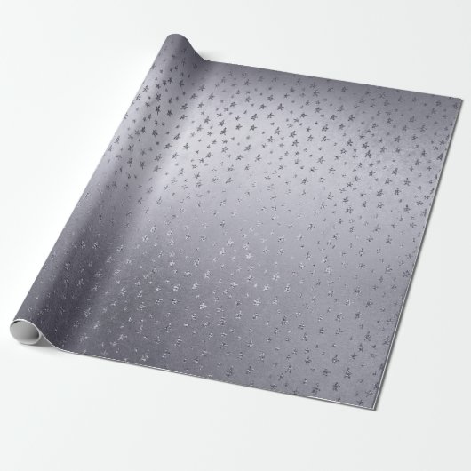 Silver Shiny Small Stars Confetti Vip Cadeaupapier (Uitgerold)
