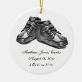 Silver Shoes Baby Geboorte Eerste Kerst Keepsake O Keramisch Ornament (Voorkant)