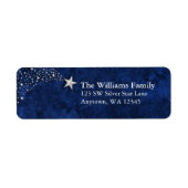 Silver Shooting Stars Blue Return Address Etiket (Voorkant)