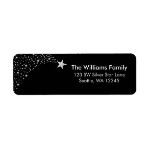 Silver Shooting Stars Return Address Etiket