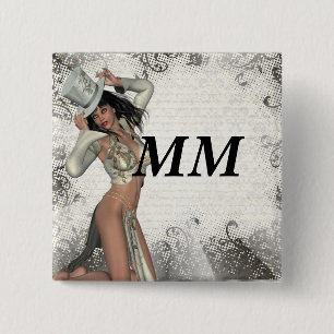Silver showgirl vierkante button 5,1 cm