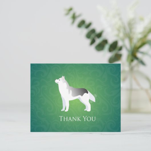 Silver Siberian Husky Dog Dank u Briefkaart (Staand voorkant)