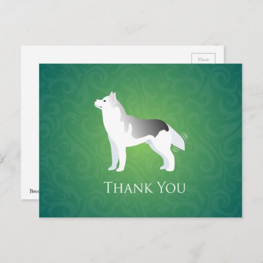 Silver Siberian Husky Dog Dank u Briefkaart (Voorkant / Achterkant)