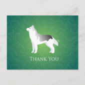 Silver Siberian Husky Dog Dank u Briefkaart (Voorkant)