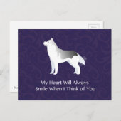 Silver Siberian Husky Dog Denking of You Briefkaart (Voorkant / Achterkant)