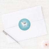 Silver Siberian Husky Dog Happy Birthday Design Ronde Sticker (Envelop)