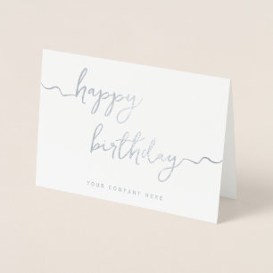 Silver Signature Script Zakelijke verjaardag Folie Kaarten