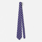Silver Silhouette Cocker Spaniel Dog on Navy Blue Stropdas (Voorkant)