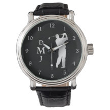 Silver Silhouette Golfer Monogram