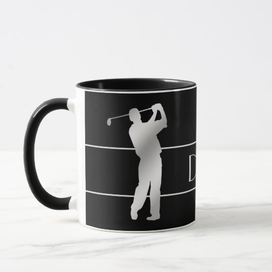Silver Silhouette Golfer Monogram Mok (Links)