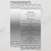 Silver Simple Elegant Chic Wedding Menu Kaart (Voorkant / Achterkant)