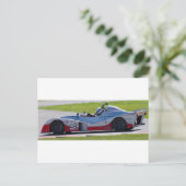 Silver single seater-racewagen briefkaart (Staand voorkant)