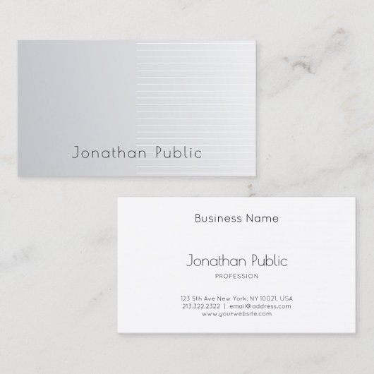 Silver Sjabloon Professional Luxe Modern Elegant Visitekaartje (Voorkant / Achterkant)