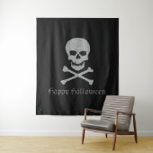 Silver Skull & Crossbones Halloween Achtergrond Wandkleed (In situ)