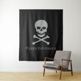 Silver Skull & Crossbones Halloween Achtergrond Wandkleed