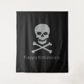 Silver Skull & Crossbones Halloween Achtergrond Wandkleed (Voorkant)