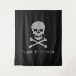 Silver Skull & Crossbones Halloween Achtergrond Wandkleed