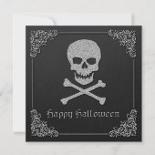 Silver Skull & Crossbones Halloween Wenskaart (Voorkant)