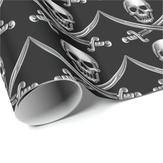 Silver Skull en Crossed Swords Cadeaupapier (Rol Hoek)