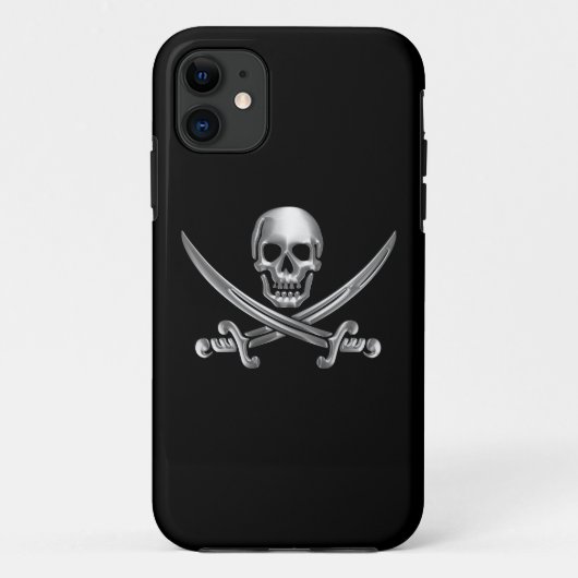 Silver Skull en Crossed Swords Case-Mate iPhone Case (Achterkant)
