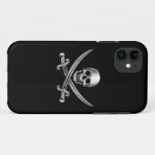 Silver Skull en Crossed Swords Case-Mate iPhone Case (Achterkant (horizontaal))
