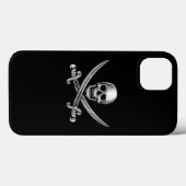 Silver Skull en Crossed Swords Case-Mate iPhone Case (Achterkant (horizontaal))