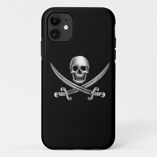 Silver Skull en Crossed Swords Case-Mate iPhone Case (Achterkant)