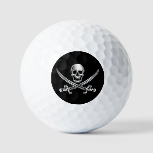 Silver Skull en Crossed Swords Golfballen (Voorkant)