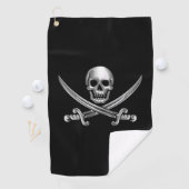 Silver Skull en Crossed Swords Golfhanddoek (Insitu)