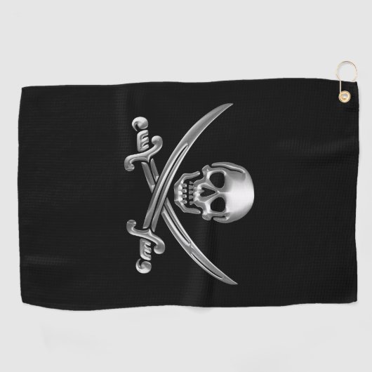 Silver Skull en Crossed Swords Golfhanddoek (Horizontaal)
