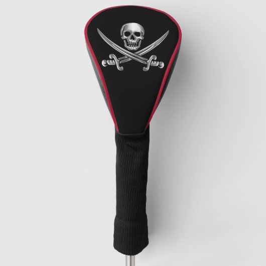 Silver Skull en Crossed Swords Golfheadcover (Voorkant)