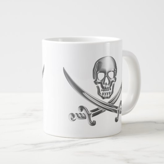 Silver Skull en Crossed Swords Grote Koffiekop (Voorkant rechts)