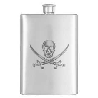 Silver Skull en Crossed Swords Heupfles
