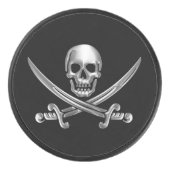 Silver Skull en Crossed Swords Hockey Puck (Voorkant)