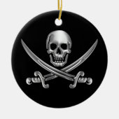 Silver Skull en Crossed Swords Keramisch Ornament (Voorkant)